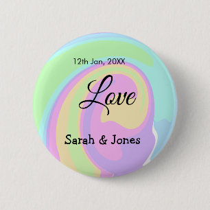 Love engagement wedding couple colorful bohpattern 2 inch round button