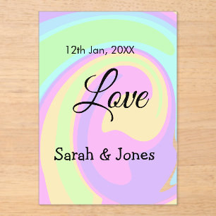 Love engagement wedding couple colorful bohpattern acrylic invitations