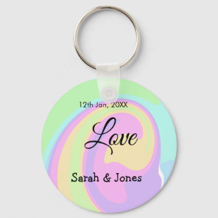 Love engagement wedding couple colorful bohpattern keychain