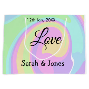 Love engagement wedding couple colorful bohpattern large gift bag