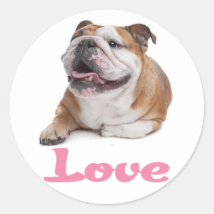 Love English Bulldog Puppy Dog Heart Sticker