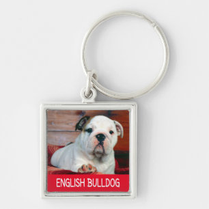 Love English Bulldog Puppy Dog Keychain