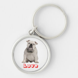 Love English Bulldog Puppy Dog Keychain
