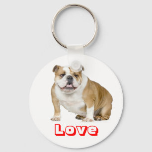 Love English Bulldog Puppy Dog Keychain
