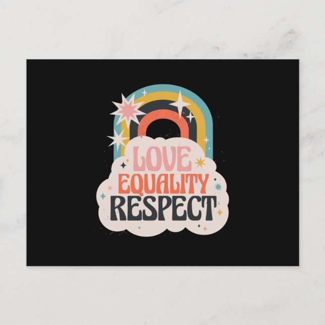 Love Equality an Respect Rainbow Love Postcard (Front)