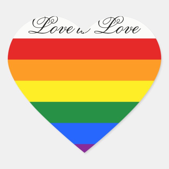 Love Equality Rainbow Flag LGBT Lesbian Gay Pride Heart Sticker (Front)