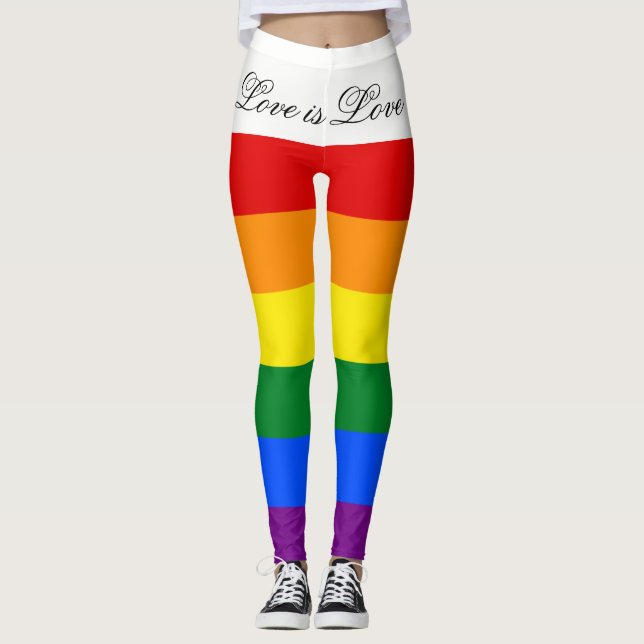 Love Equality Rainbow Flag LGBT Lesbian Gay Pride Leggings (Front)