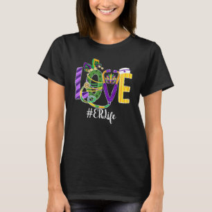 Love Er Life Nurse Leopard Mardi Gras Festival Cos T-Shirt