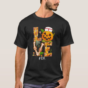 Love Er Nurse Halloween Skeleton Pumpkin Stethosco T-Shirt