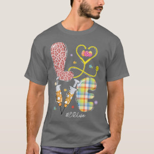 LOVE ER Nurse Stethoscope Leopard Easter Day Eggs  T-Shirt