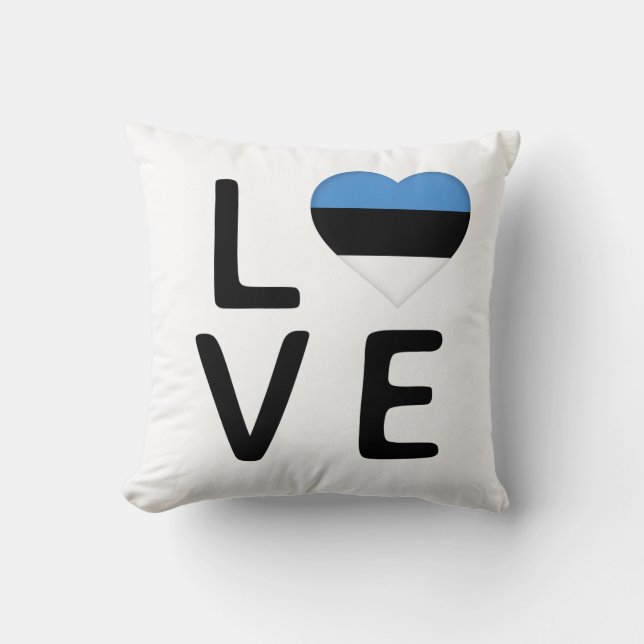 Love - Estonia Flag Throw Pillow (Front)