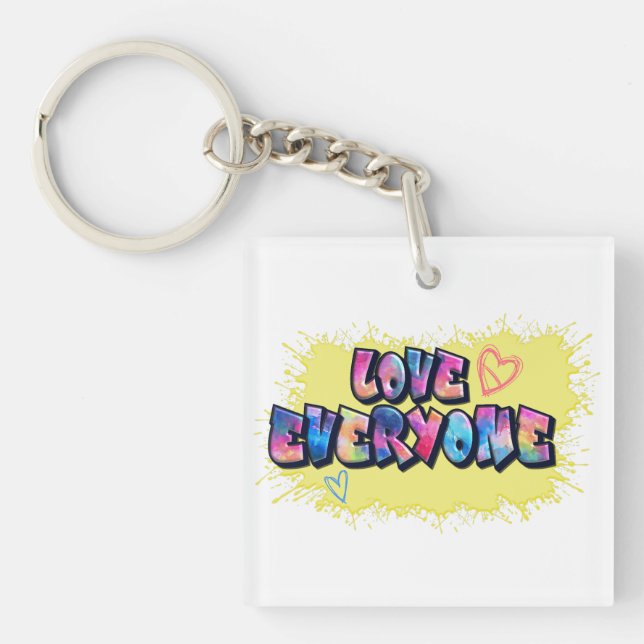 Love Everyone Colorful Design Keychain (Front)