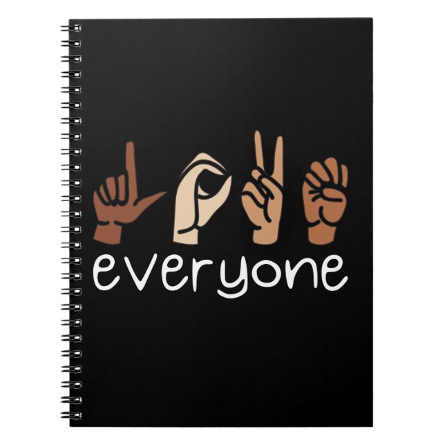 Love Everyone Hand Sign Language Melanin ASL Notebook (Front)