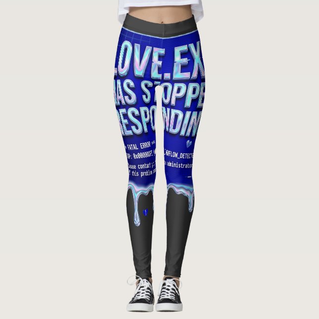 Love Exe Blue Screen Death Y2K Tech Funny Coder Pr Leggings (Front)