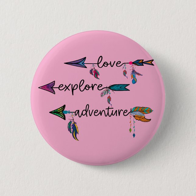 Love Explore Adventure Arrow Tribal Boho Design 2 Inch Round Button (Front)