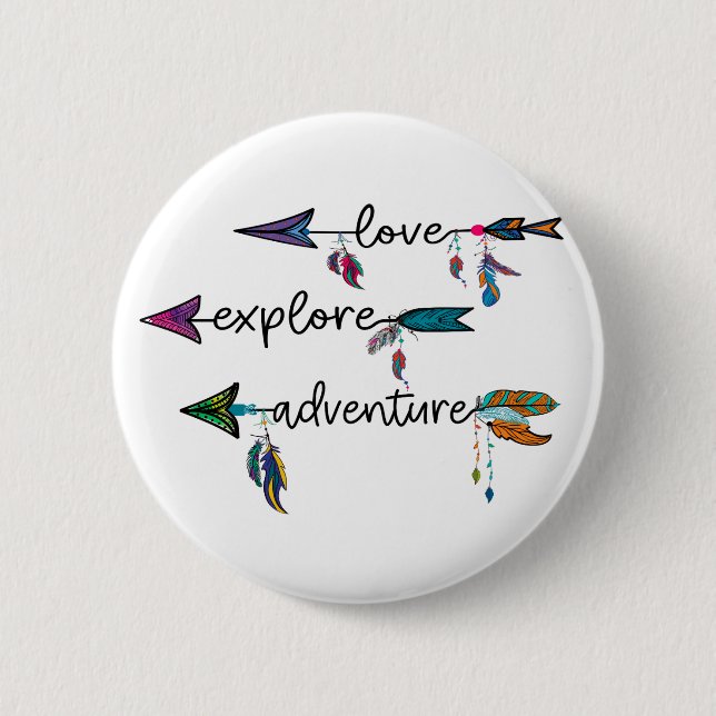 Love Explore Adventure Arrow Tribal Boho Design 2 Inch Round Button (Front)