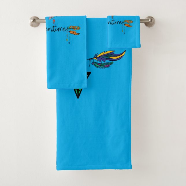 Love Explore Adventure Arrow Tribal Boho Design Bath Towel Set (Insitu)