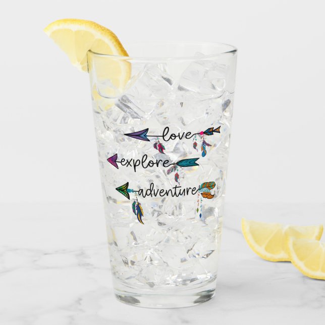 Love Explore Adventure Arrow Tribal Boho Design Glass (Front Ice)