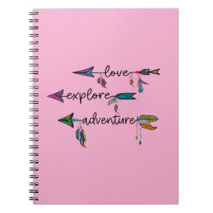 Love Explore Adventure Arrow Tribal Boho Design Notebook