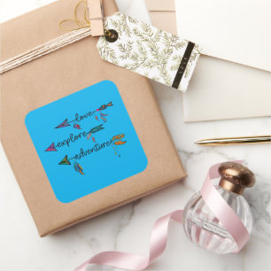 Love Explore Adventure Arrow Tribal Boho Design Square Sticker