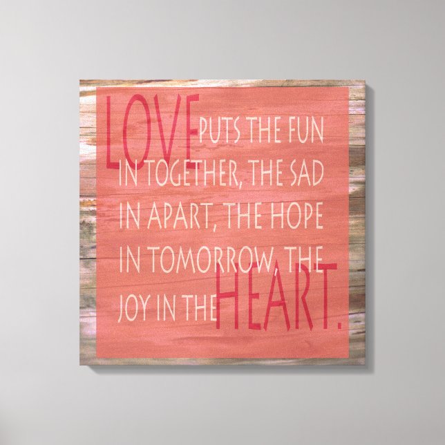Love expressive poem rustic sign wall canvas (Front)