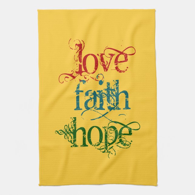 LOVE FAITH HOPE KITCHEN TOWEL (Vertical)