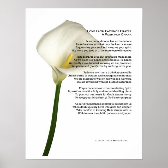 Love Faith Patience Prayer Poster (Front)