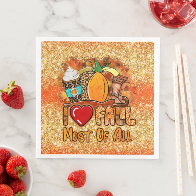 Love Fall Autumn Customize Colour Napkin (Insitu)