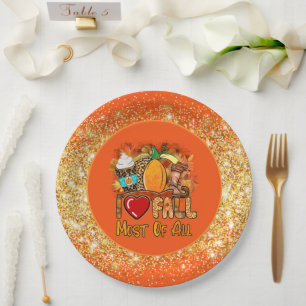 Love Fall Autumn Customize Colour Paper Plate