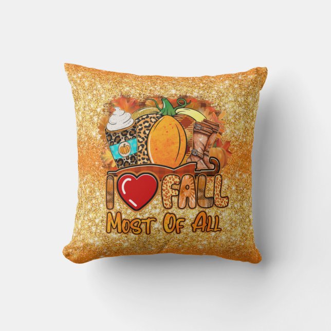 Love Fall Autumn Customize Colour Throw Pillow (Front)