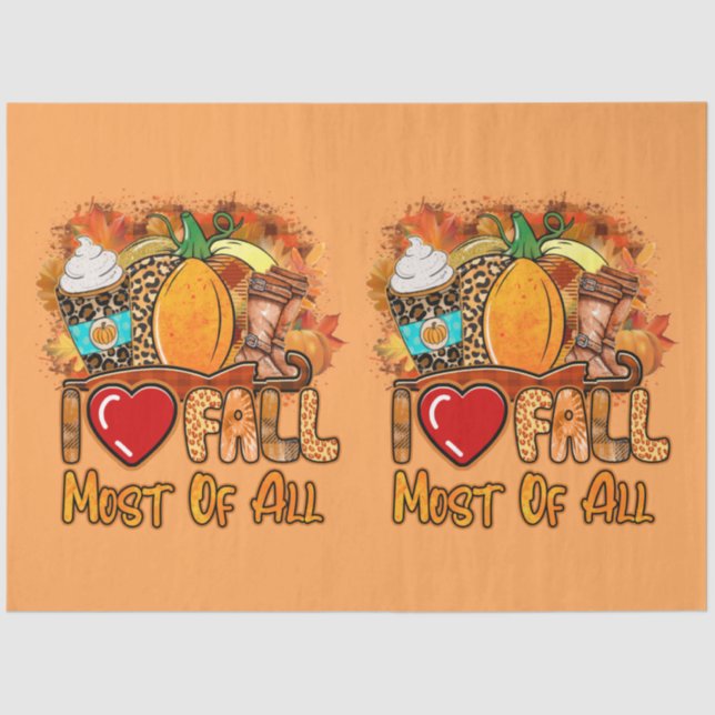 Love Fall Autumn Customize Colour Tissue Paper (Front)