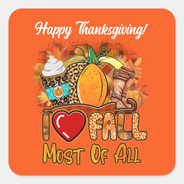 Love Fall Autumn Customize Square Sticker (Front)