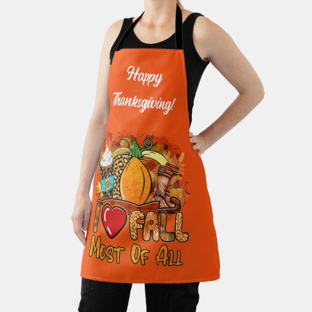 Love Fall Autumn Customize Text and Colour Apron (Insitu)