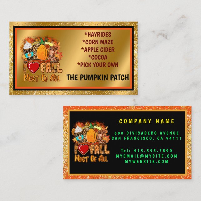 Love Fall Autumn Customize Text and Colour Business Card (Front/Back)