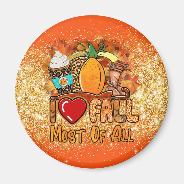 Love Fall Autumn Customize Text and Colour Magnet (Front)