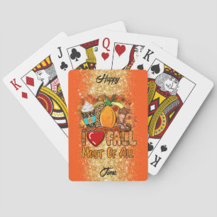 Love Fall Autumn Customize Text and Colour Playing Cards
