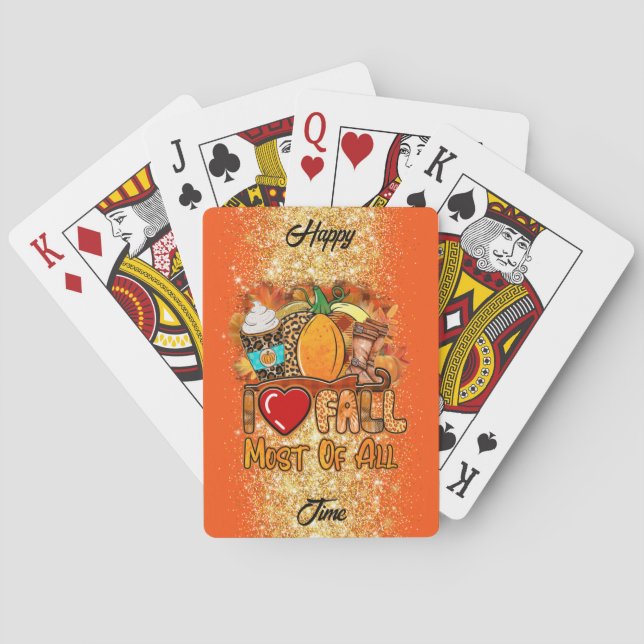 Love Fall Autumn Customize Text and Colour Playing Cards (Back)
