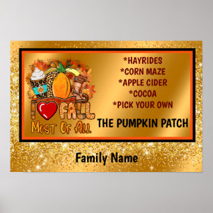 Love Fall Autumn Customize Text and Colour Poster