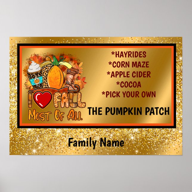Love Fall Autumn Customize Text and Colour Poster (Front)