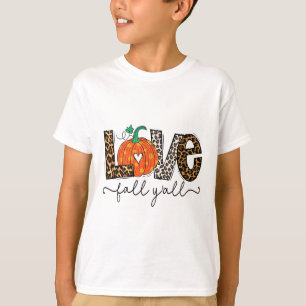 Love Fall Y'all Autumn Season Leopard Print Pumpki T-Shirt