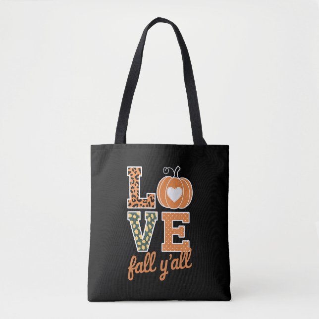 Love Fall Y'All Leopard Print Fall Thanksgiving  Tote Bag (Front)