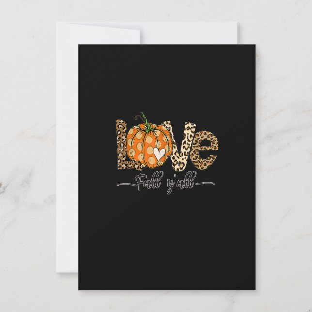 Love Fall Y'All Leopard Print Pumpkin Thanksgiving Invitation (Front)
