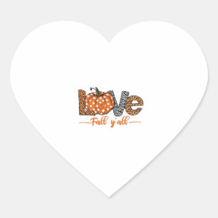 LOVE Fall Y'all  Leopard Print Pumpkin  Trendy Aut Heart Sticker