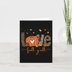 Love Fall Y'all Leopard Pumpkin Halloween Thanksgi Card