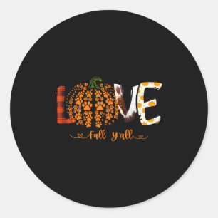 Love Fall Y'all Pumpkin Dog Paw Print Autumn Falli Classic Round Sticker