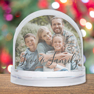Love & Family Simple Modern Photo Template Custom Snowglobe