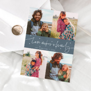 Love Family Slate Blue Valentines Day Photo Holiday Card