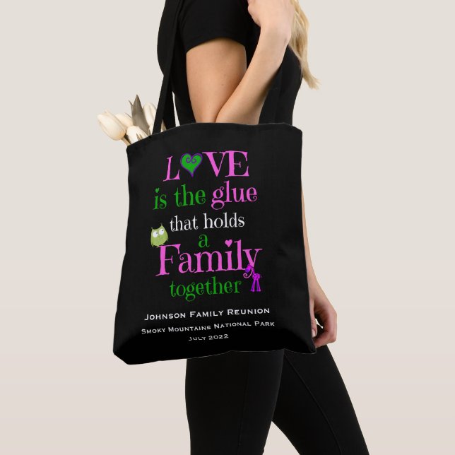 LOVE FAMILY TOGETHER, Personalized Reunion Tote Bag (Close Up)