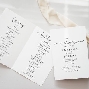 Love Fancy Script Folded Wedding Program