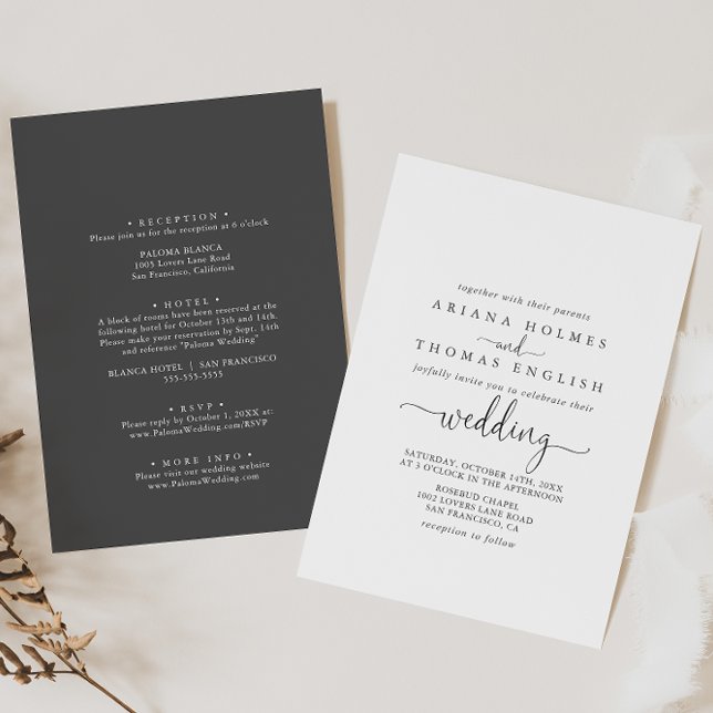 Love Fancy Script Front & Back Wedding Invitation (Creator Uploaded)